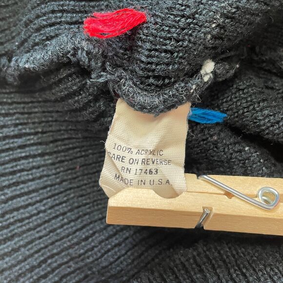 Vintage Sweater Size Petite Medium MP Black White Knit Retro Print 80s Pullover - Picture 12 of 15